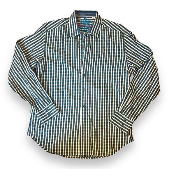 Robert Graham Button-Up Shirt Long Sleeve Classic Fit Plaided Blue Green Size M - Picture 1 of 10